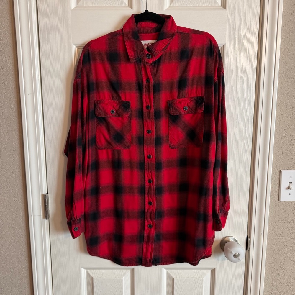 Mossimo Supply Co. Red and Black Oversized Checkered Shirt